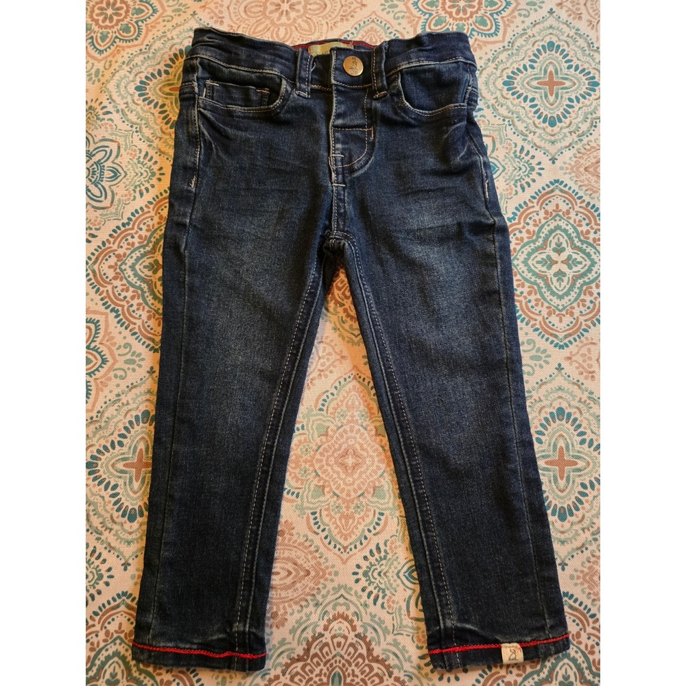 Me & Henry Toddler Boys Dark Wash Straight Leg Jeans Red Stitching 18/24M